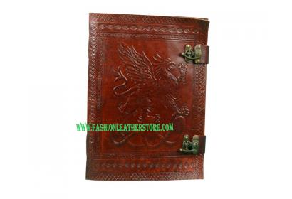 Celtic Blank Leather Gryphon JOURNAL Diary BOS Wicca Pagan Shaman Witch Metal Clasp office & School Use